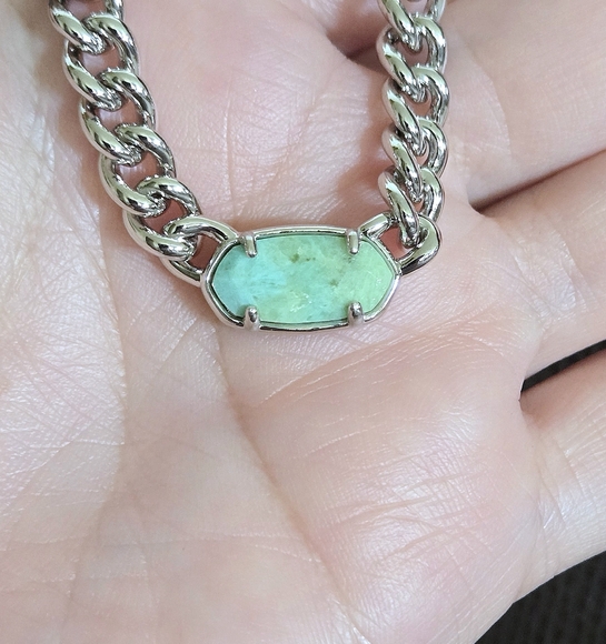 Kendra Scott "Grier" Pendant Necklace in Silver🤍 Sea🌊 Green💚 Chrysocolla - Picture 4 of 16